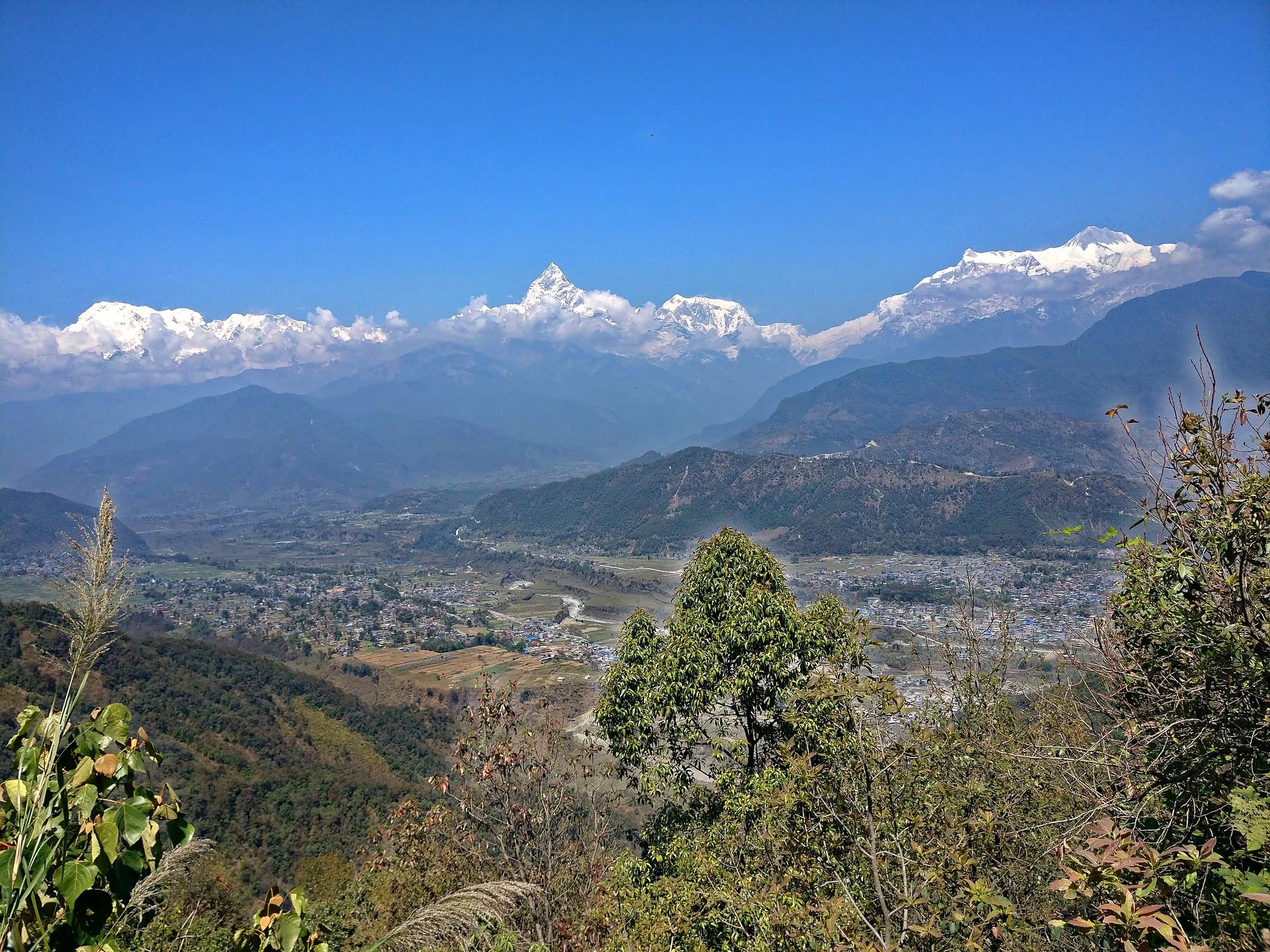 The Annapurna range and Machhapuchhre above the Pokhara valley